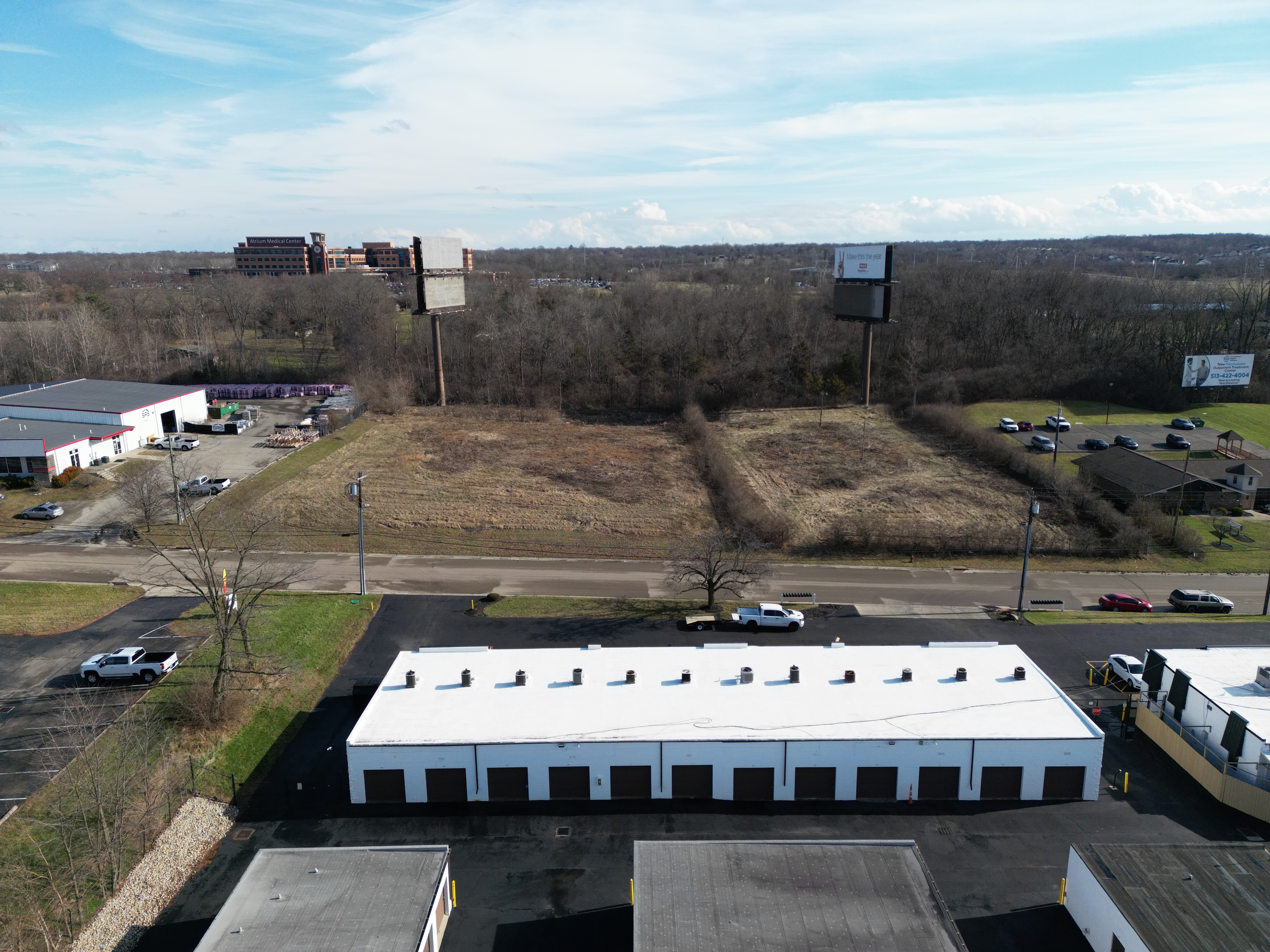 Aerial drone view of property